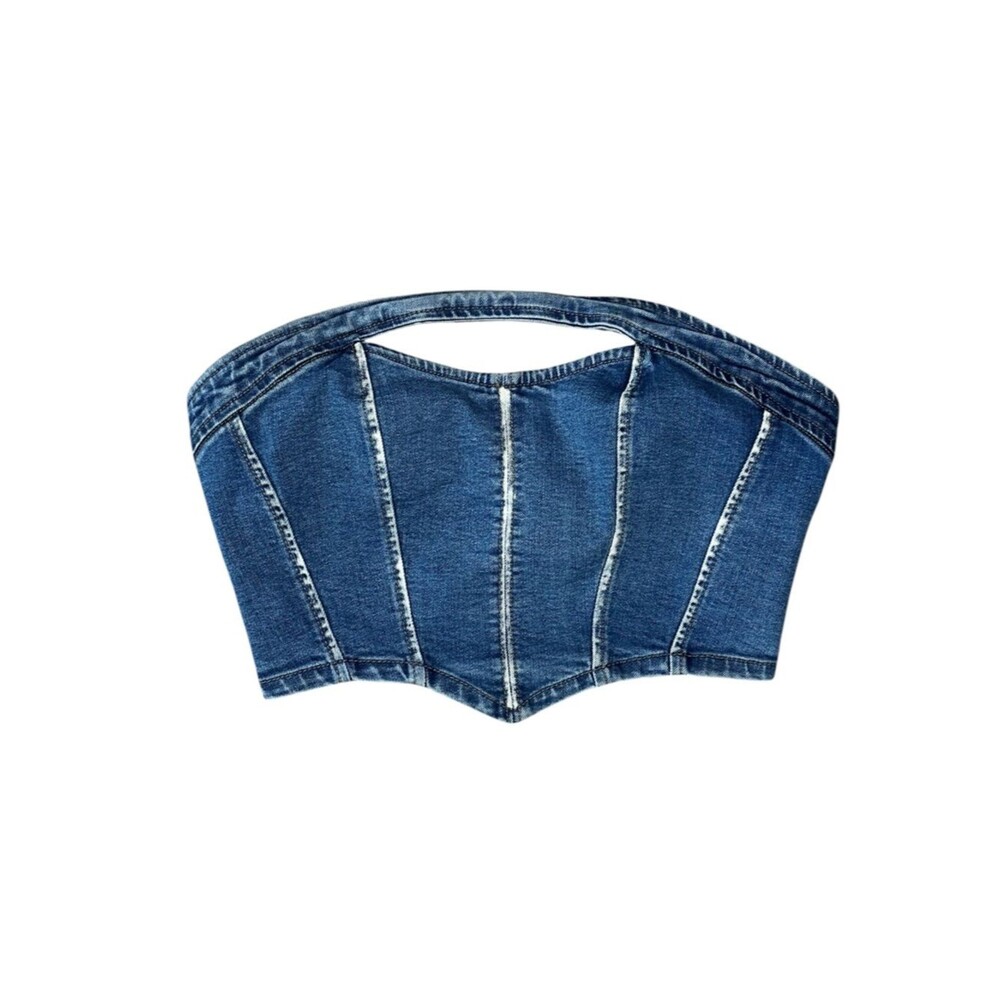 Urban Outfitters Denim Corset Tube Top Size Small